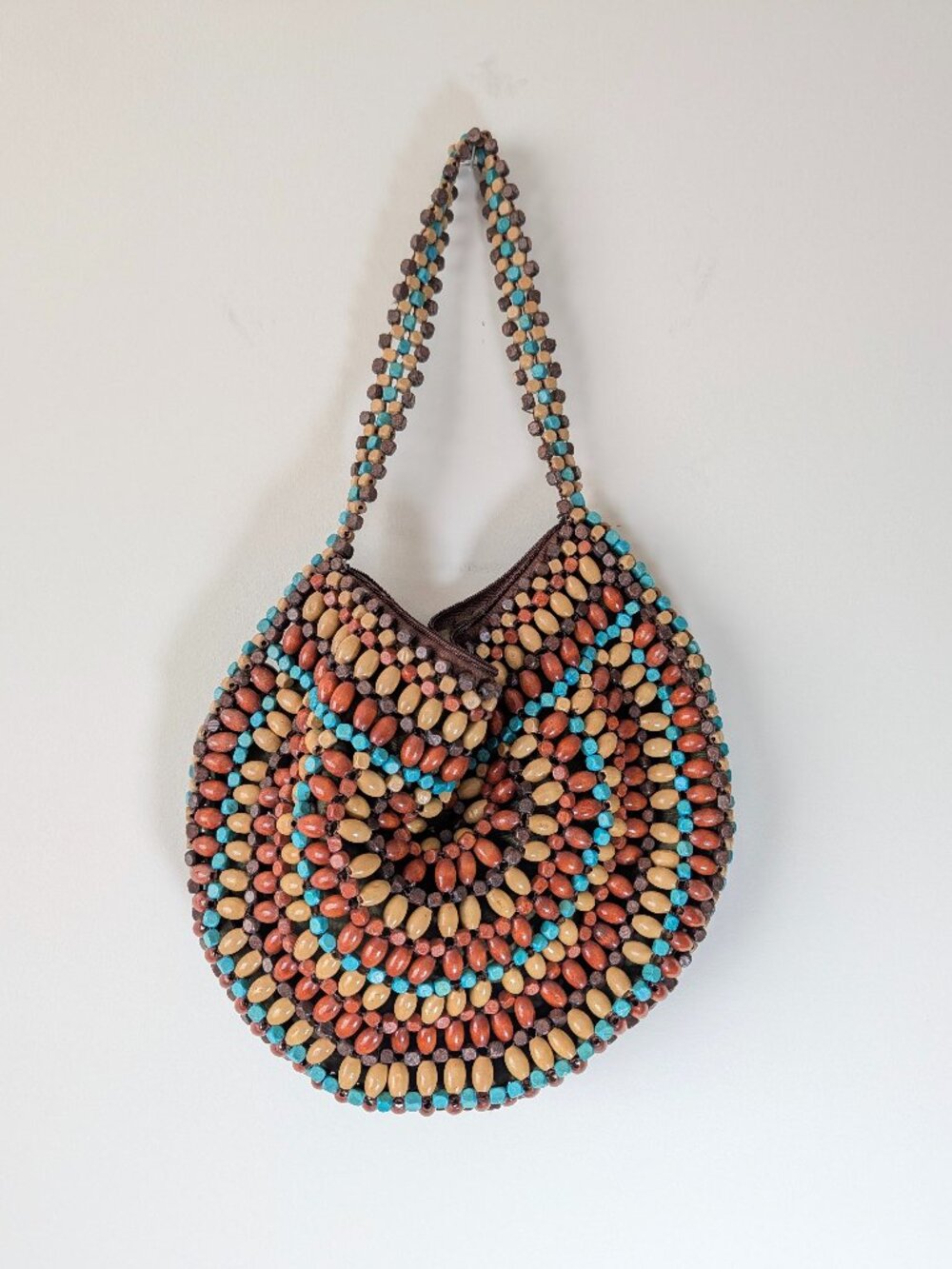 Boho Festival Bag Apt. 9 Beaded Handbag  Zip Closure Lined Multicolor